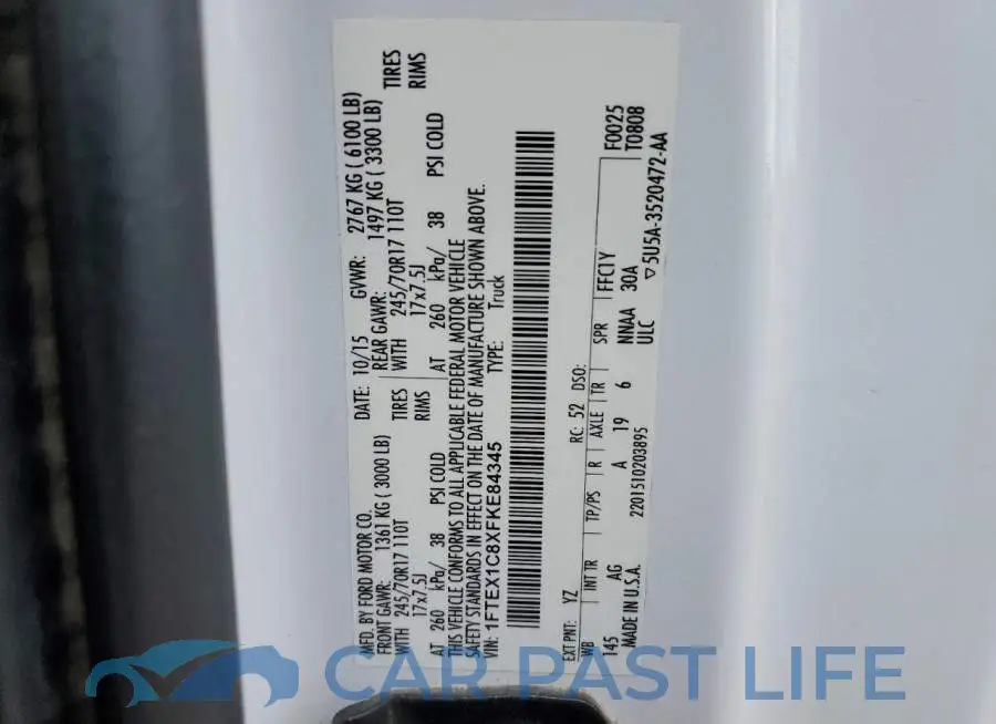 1FTEX1C8XFKE84345# 12