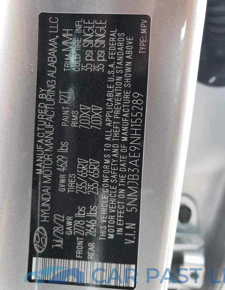 5NMJB3AE9NH155289# 14