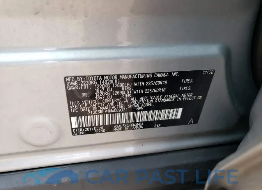 2T3E6RFV1MW009321# 12