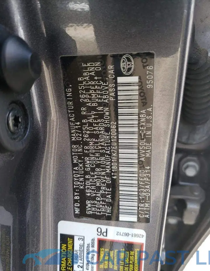 4T1BD1FK7EU120062# 12