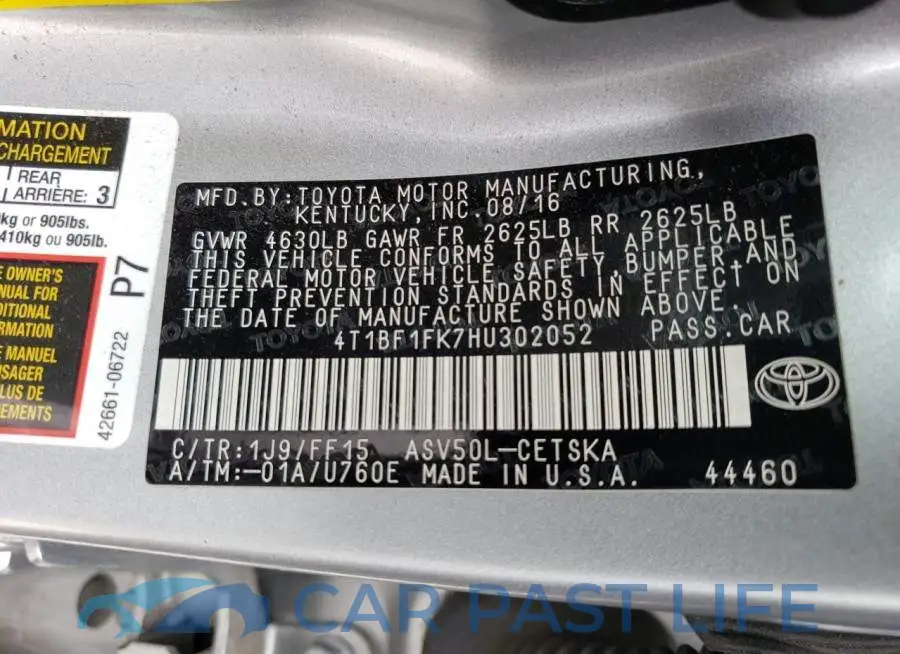 4T1BF1FK7HU302052# 13