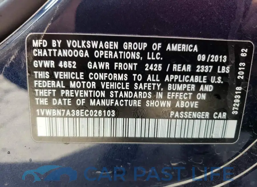 1VWBN7A38EC026103# 12