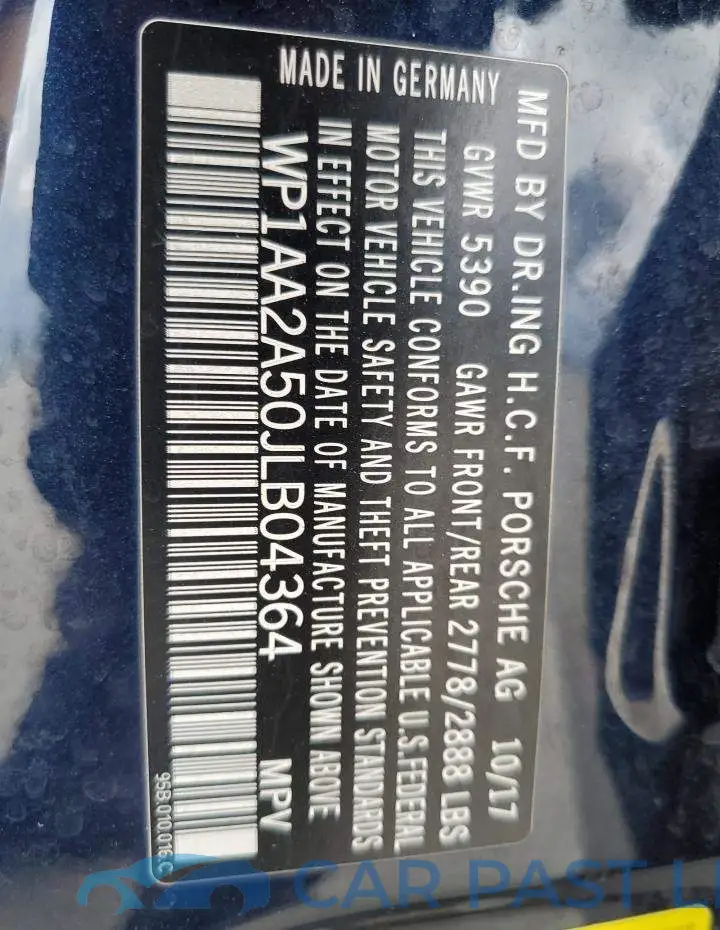 WP1AA2A50JLB04364# 13