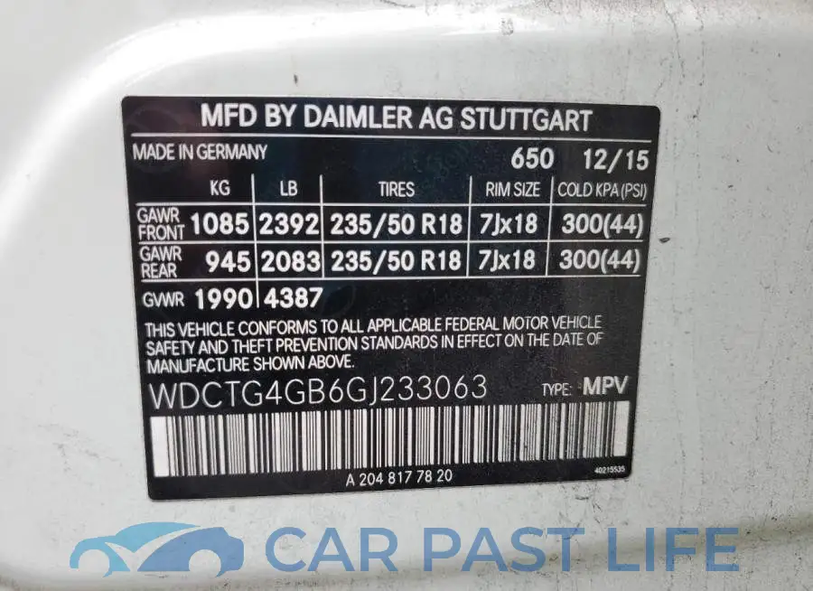 WDCTG4GB6GJ233063# 13