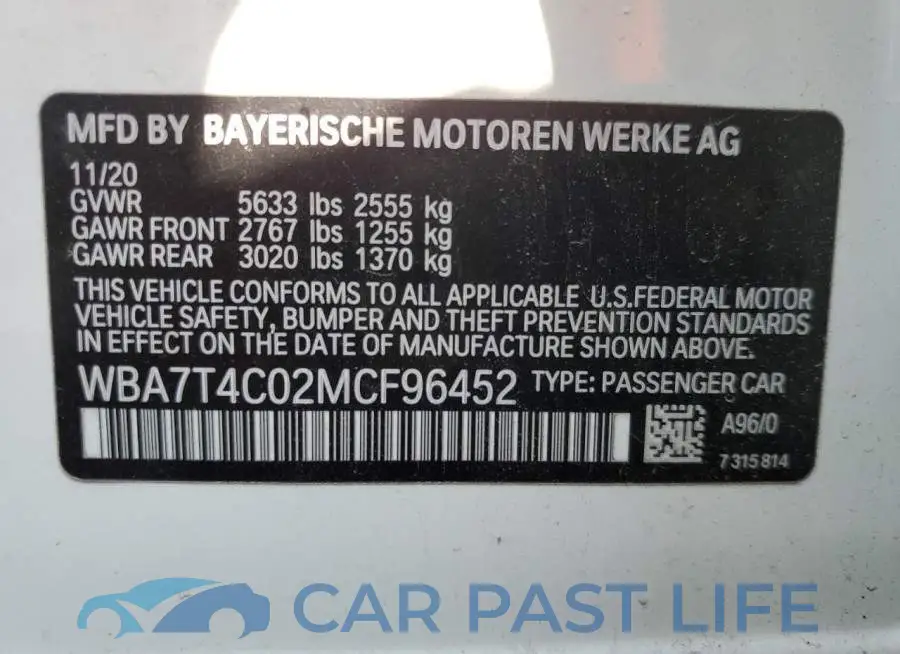 WBA7T4C02MCF96452# 13