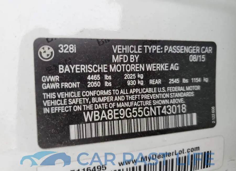 WBA8E9G55GNT43018# 12
