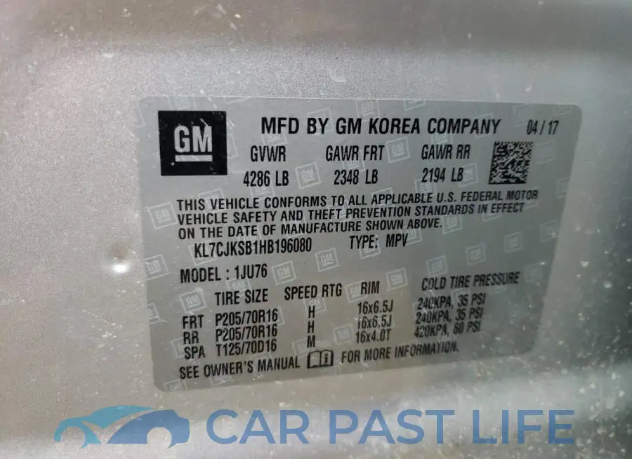 KL7CJKSB1HB196080# 10