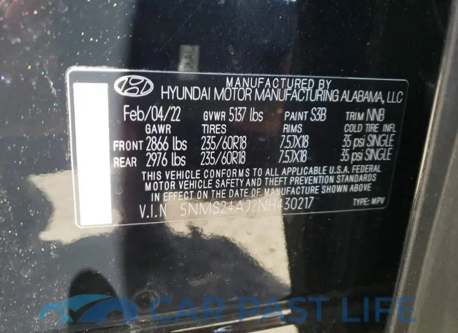 5NMS24AJ2NH430217# 12
