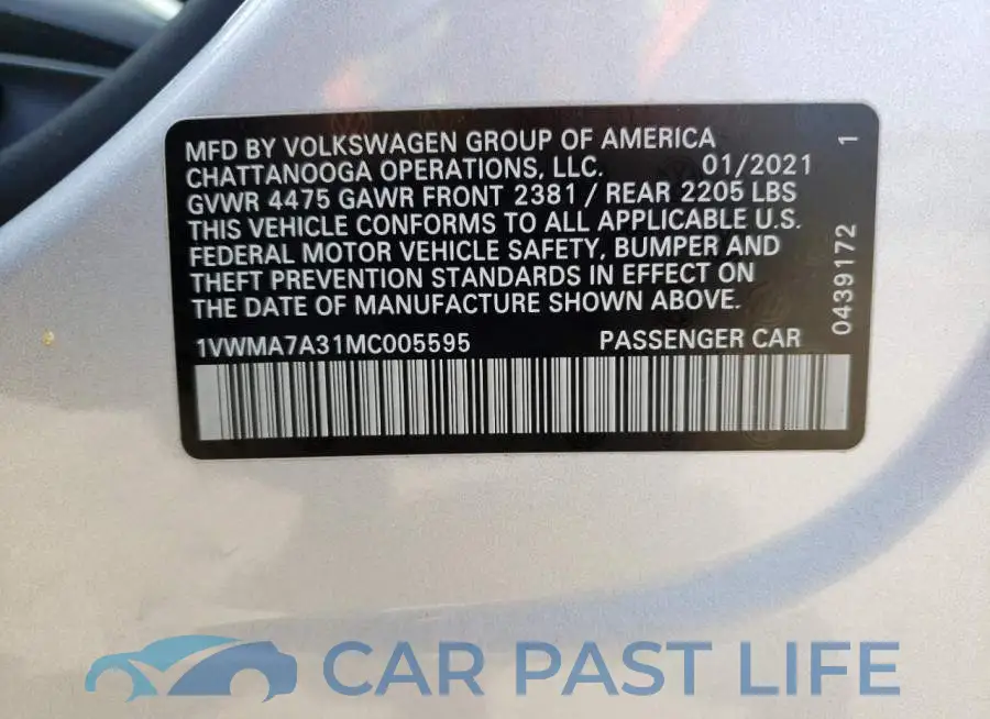 1VWMA7A31MC005595# 12