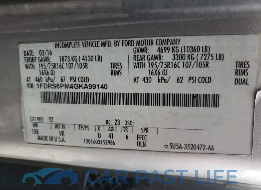 1FDRS6PM4GKA99140# 13