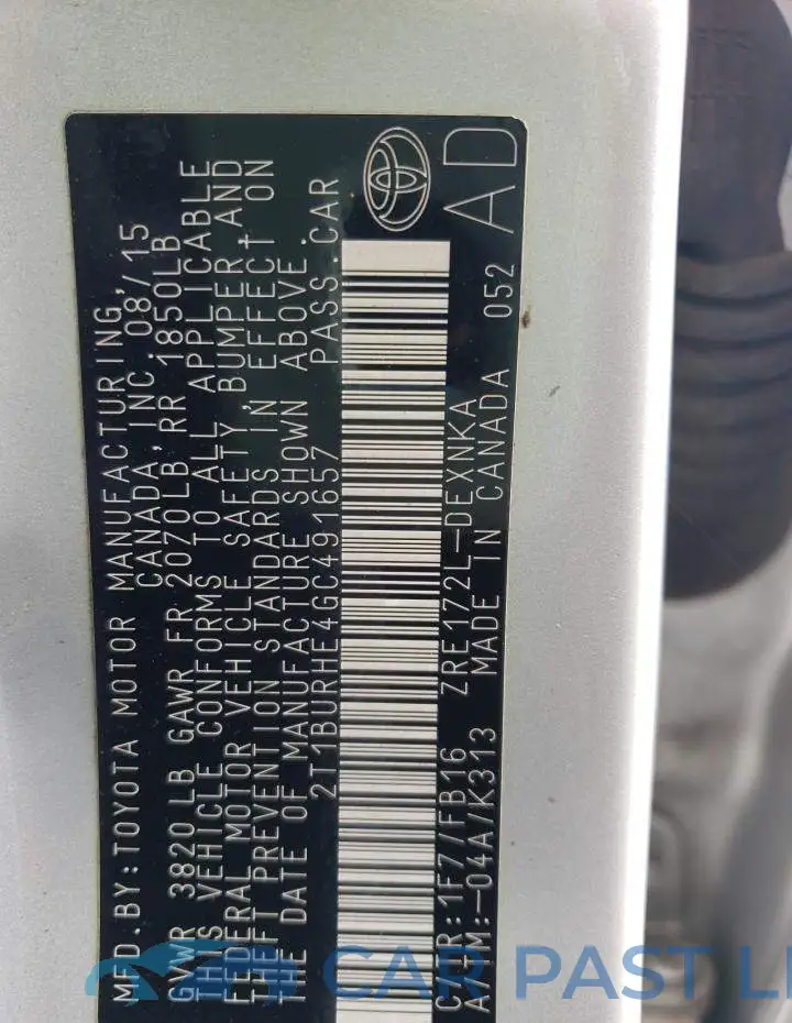 2T1BURHE4GC491657# 12