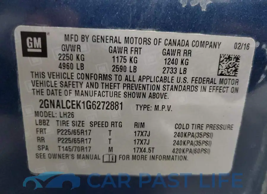 2GNALCEK1G6272881# 13