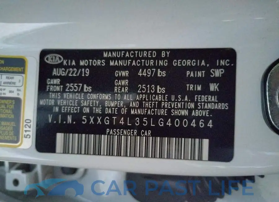 5XXGT4L35LG400464# 12