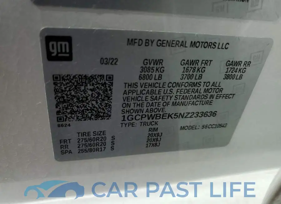 1GCPWBEK5NZ233636# 10