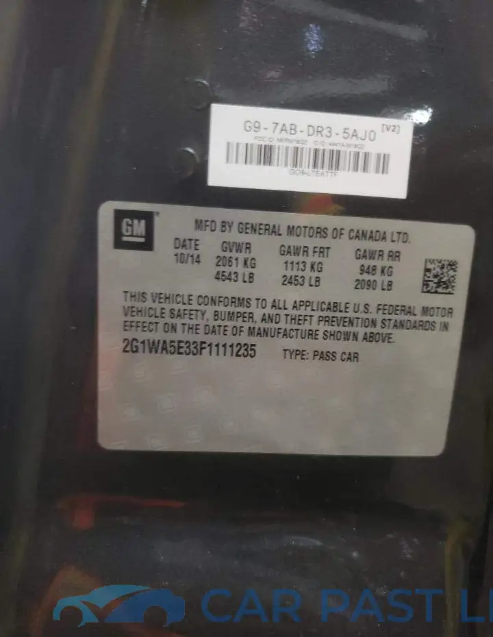 2G1WA5E33F1111235# 12