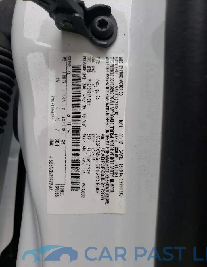 1FADP3FE0JL217376# 12