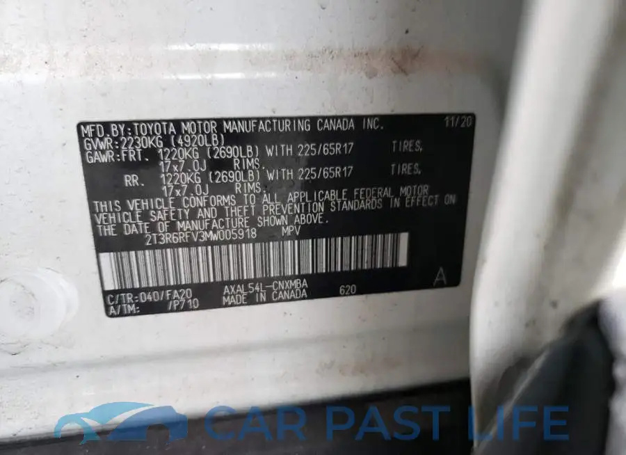 2T3R6RFV3MW005918# 12