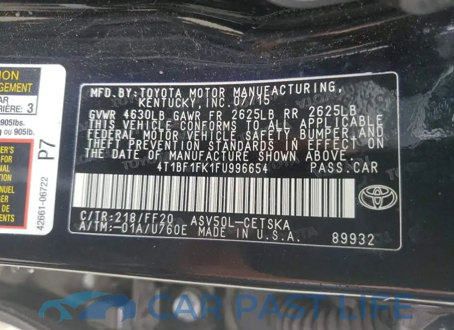 4T1BF1FK1FU996654# 12