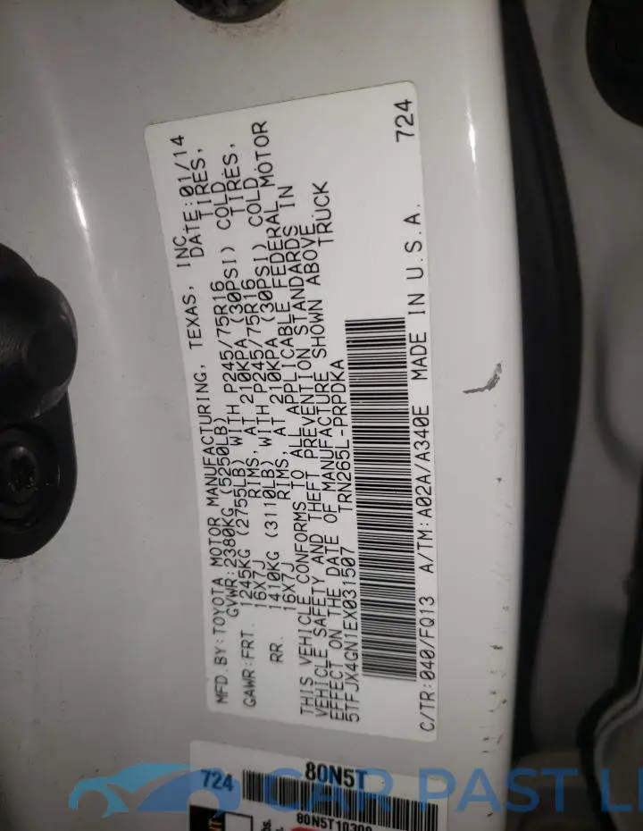 5TFJX4GN1EX031507# 12