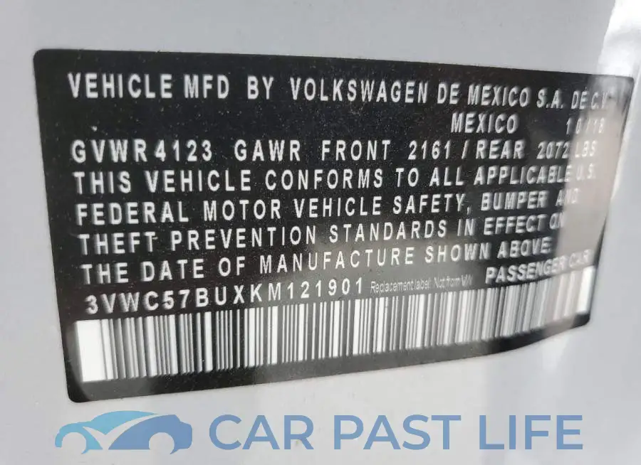 3VWC57BUXKM121901# 12