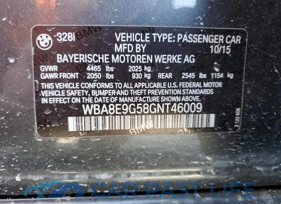 WBA8E9G58GNT46009# 12