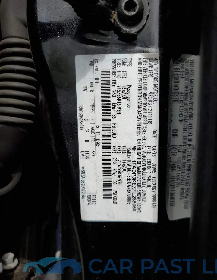 1FADP3KEXFL285360# 12