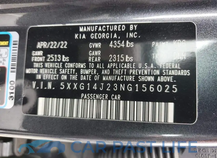 5XXG14J23NG156025# 12