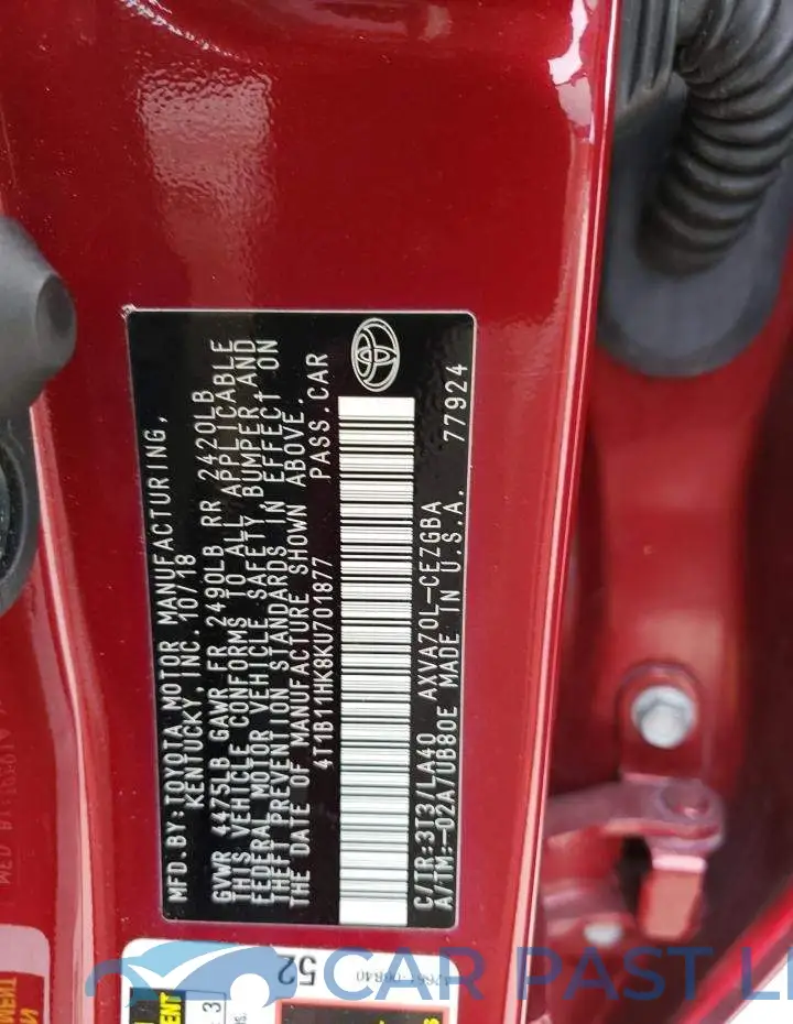 4T1B11HK8KU701877# 12