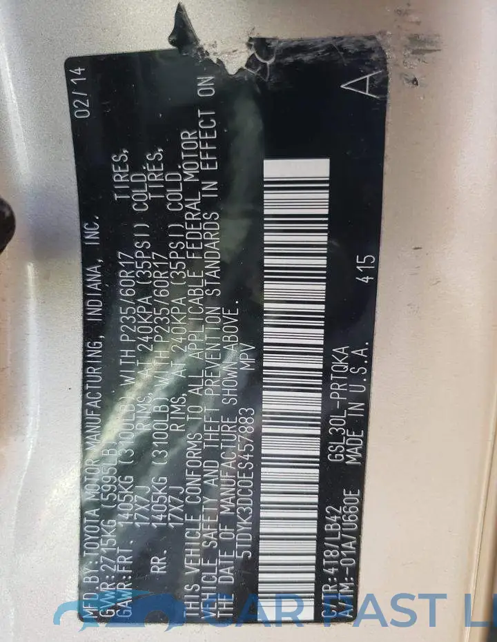 5TDYK3DC0ES457883# 10