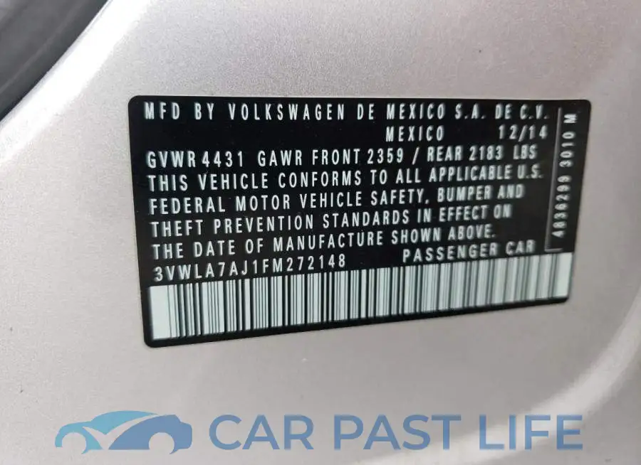 3VWLA7AJ1FM272148# 13