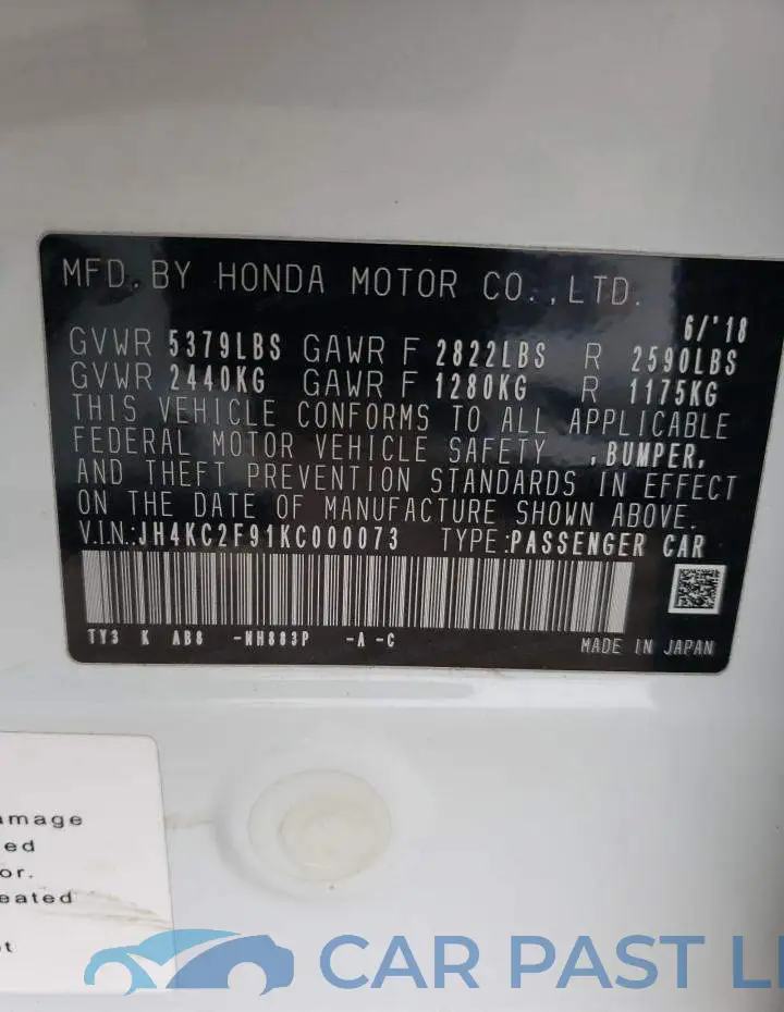 JH4KC2F91KC000073# 12