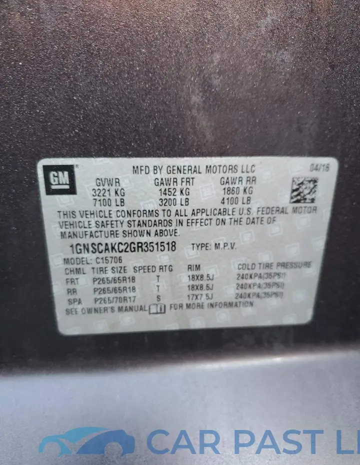 1GNSCAKC2GR351518# 13