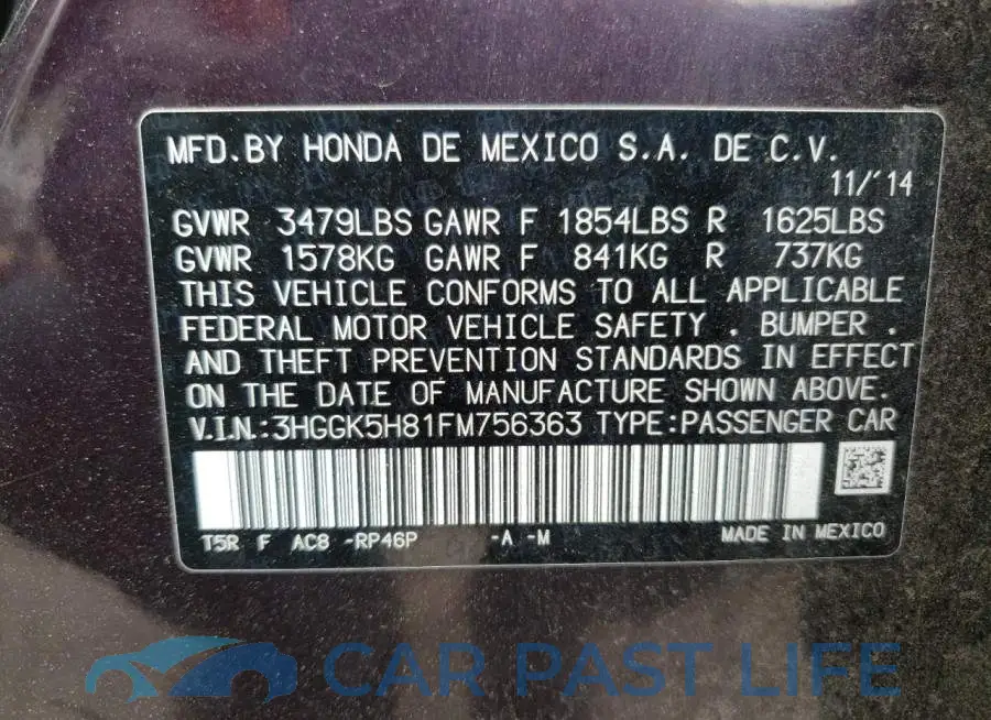 3HGGK5H81FM756363# 12