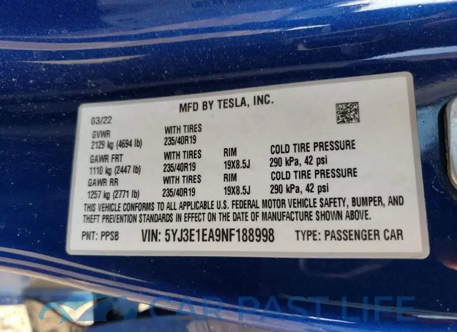 5YJ3E1EA9NF188998# 13