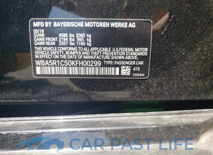 WBA5R1C50KFH00299# 12