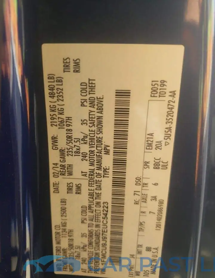 1FMCU9J97EUC54223# 13