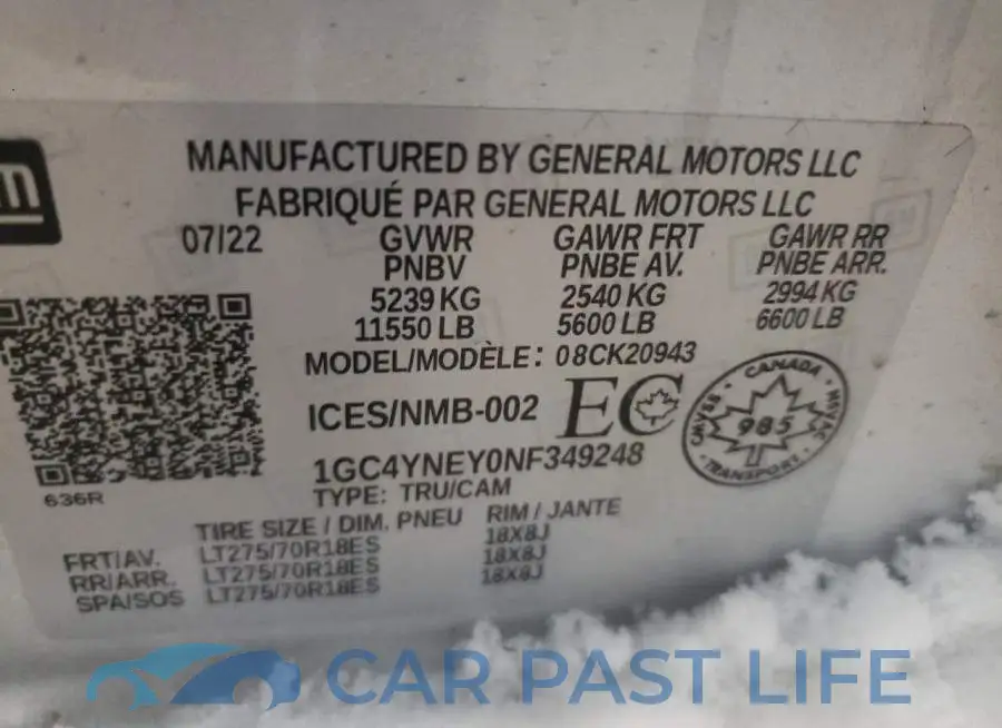 1GC4YNEY0NF349248# 12