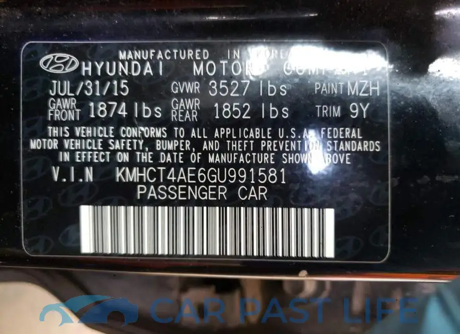 KMHCT4AE6GU991581# 12