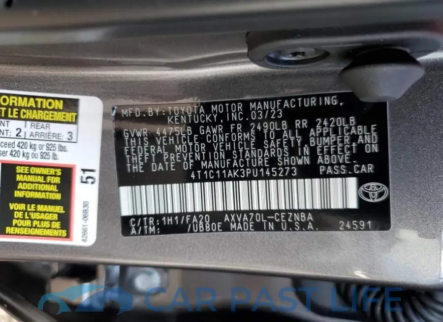 4T1C11AK3PU145273# 13