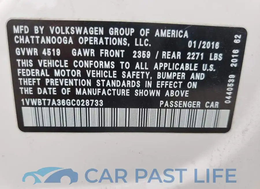 1VWBT7A36GC028733# 12