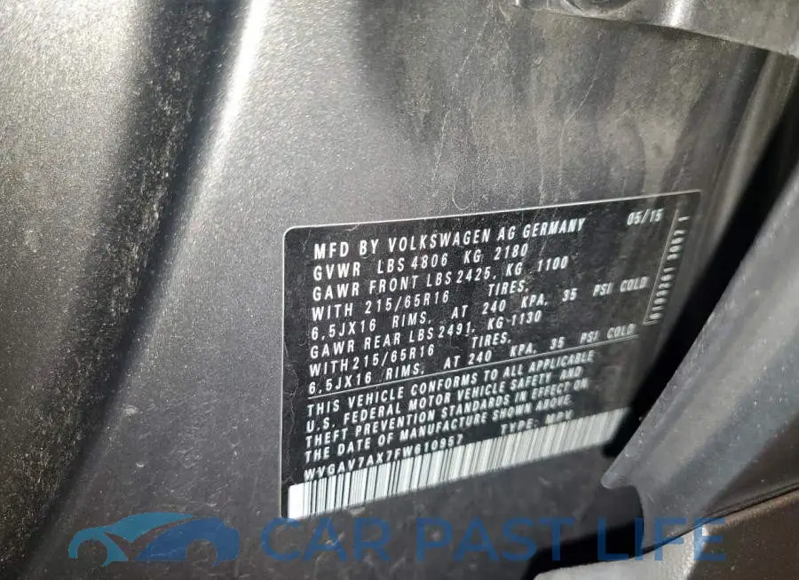 WVGAV7AX7FW610957# 12