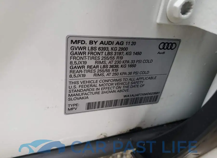 WA1AJAF7XMD023581# 13