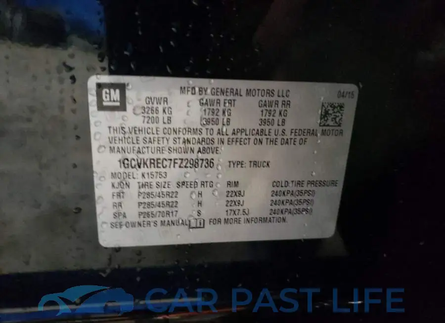 1GCVKREC7FZ298736# 12