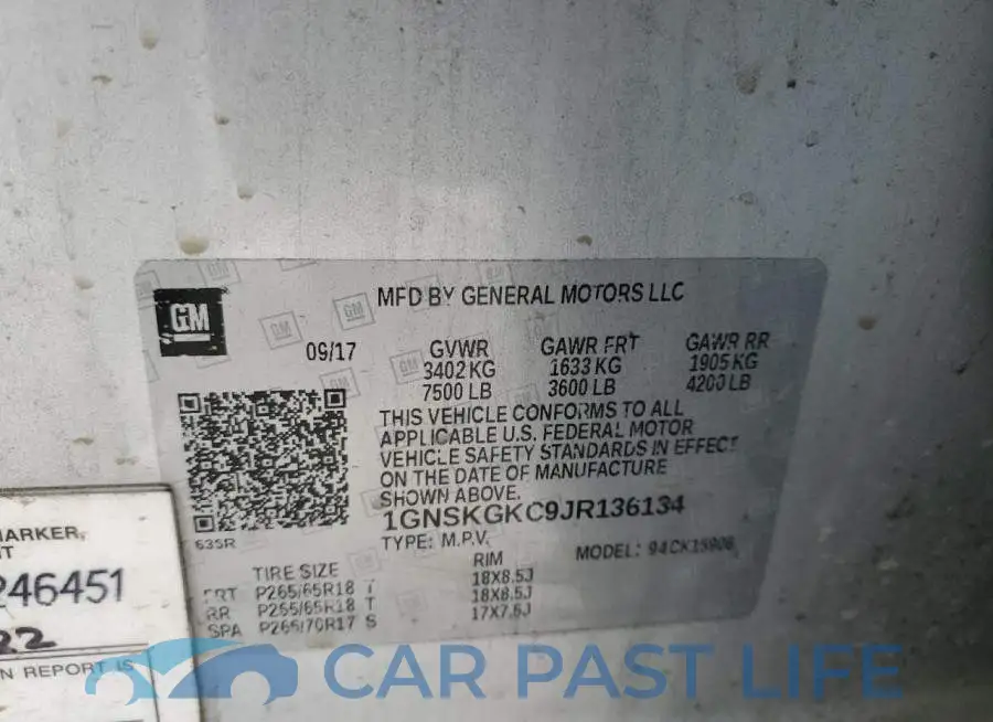1GNSKGKC9JR136134# 13