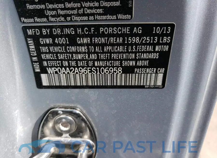 WP0AA2A96ES106958# 12