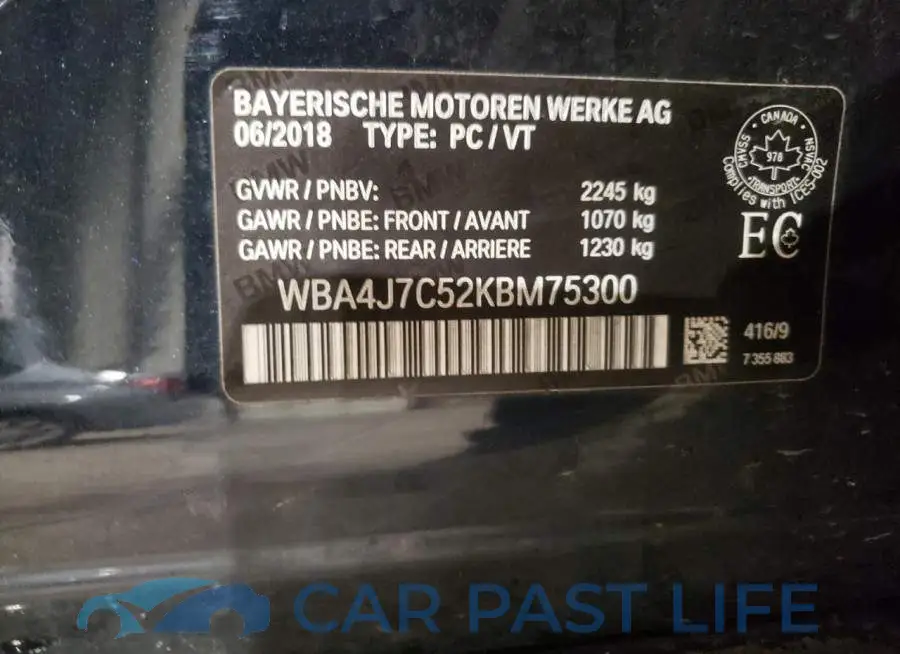 WBA4J7C52KBM75300# 13