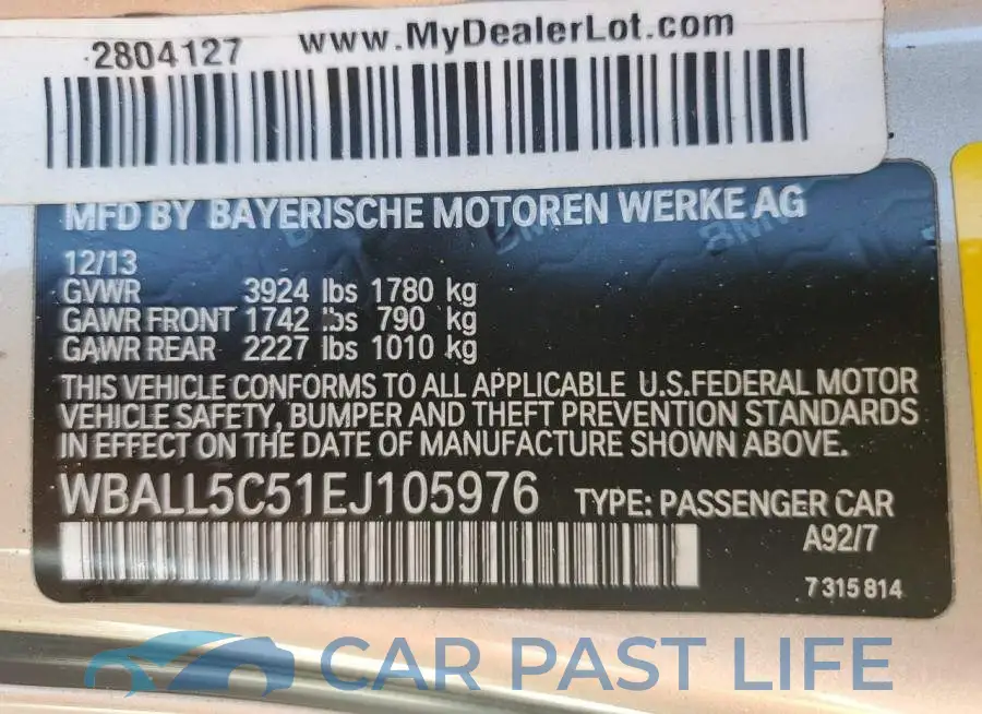 WBALL5C51EJ105976# 12