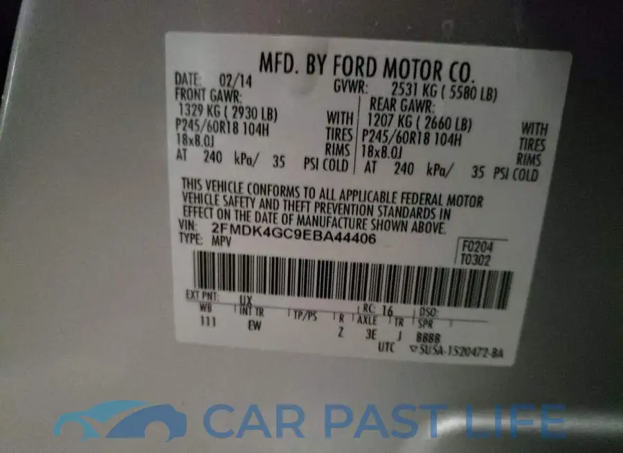 2FMDK4GC9EBA44406# 14