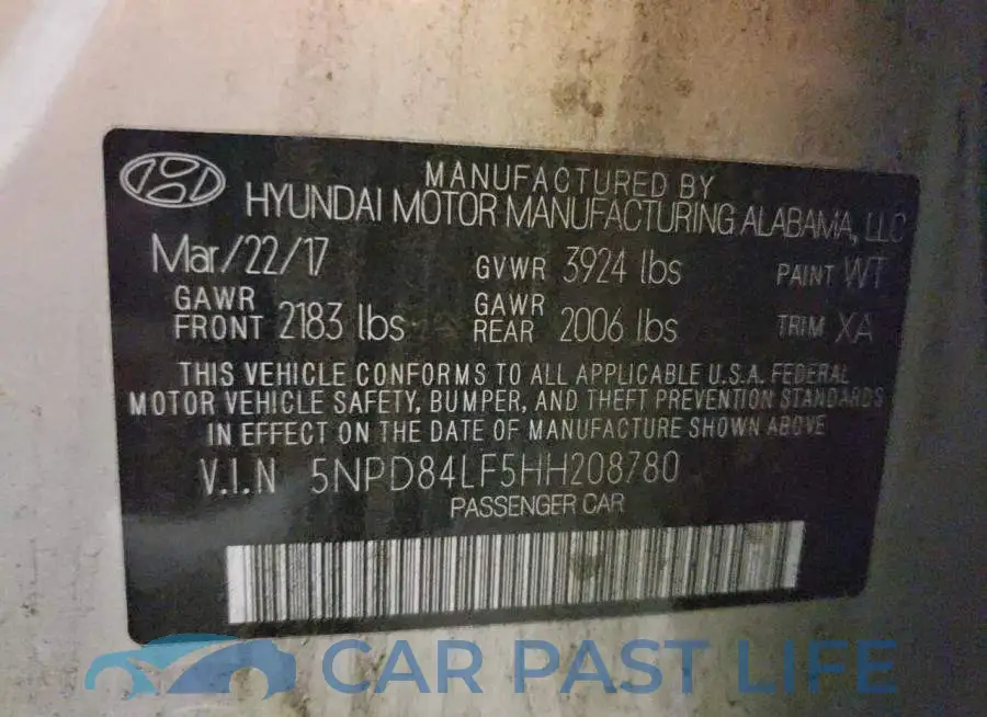 5NPD84LF5HH208780# 12