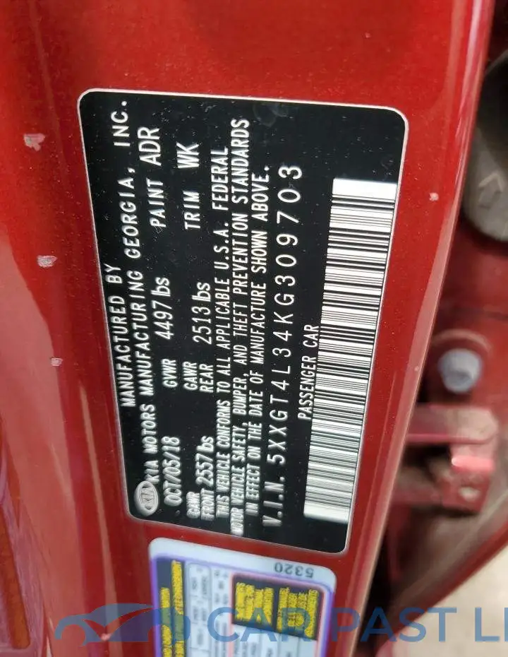 5XXGT4L34KG309703# 13
